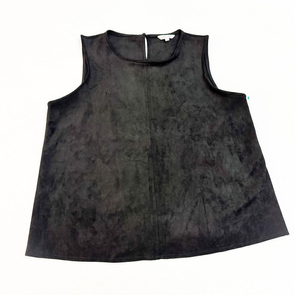 Naked Zebra Faux Suede Black Sleeveless Dress Top Size L